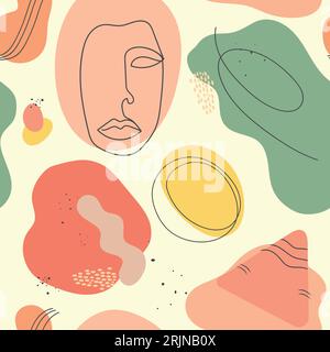 Abstract seamless pattern. Pastel colors. Various abstract shapes. Smooth lines and shapes. Vector art Stock Vector