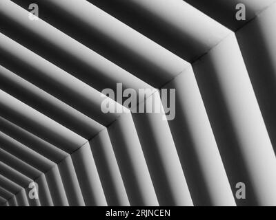 A grayscale of a building with symmetric columns Stock Photo