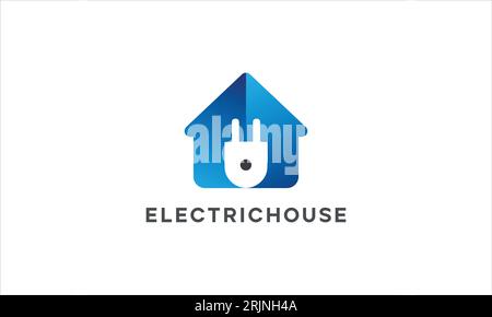 Electric House Logo – Smart Home Power Plug Icon Design Stock Vector
