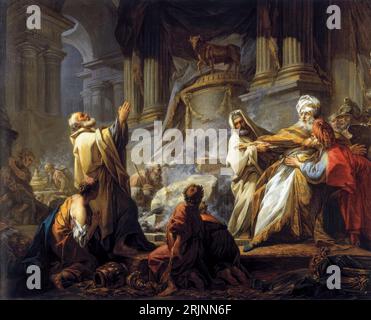 Jean-Honoré Fragonard, Jeroboam Sacrificing to Idols, painting in oil on canvas, 1752 Stock Photo