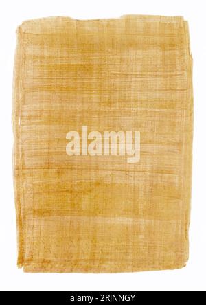 A vertical closeup of clean and empty papyrus paper on white background Stock Photo
