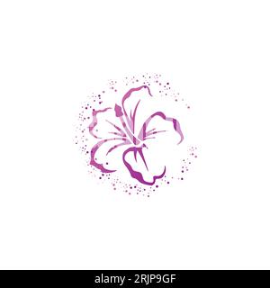 Hibiscus flower logo design icon vector fresh nature blooming illustration. hibiscus logo icon vector isolated on white background Stock Vector