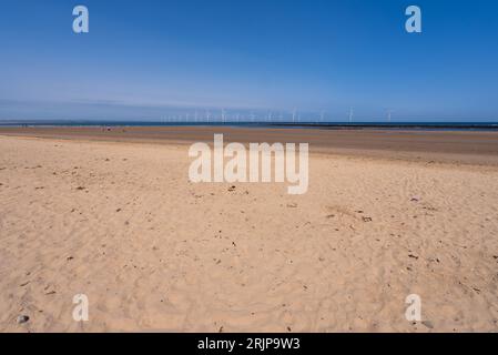 Redcar Seaside Town, Beaches and Wind Farms Stock Photo