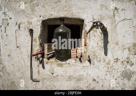 On an old mill, forgotten old things Stock Photo