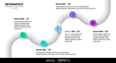 Infographic template with icons and 5 options or steps. Gray line. Can be used for workflow layout, diagram, banner, webdesign. Vector illustration Stock Vector