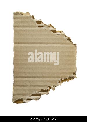 Torn trapezoid-shaped cardboard paper on white background with clipping path Stock Photo