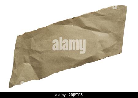 Torn slash-shaped brown kraft paper on white background with clipping path Stock Photo