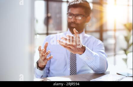 Nervous millennial male freelancer see critical mistake incorrect information in paper document Stock Photo