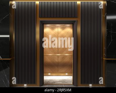 Modern elevator doors in art deco lobby Stock Photo
