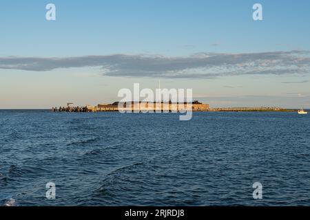 Fort Sumter National Monument during sunset. Stock Photo