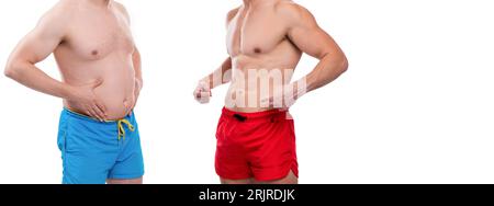 Comparing Body photo of before and after body comparison, banner. before and after ...