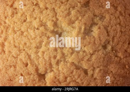 close-up of cake surface, golden brown top layer of sponge cake, cup or fairy cake or muffins, full frame texture, food background Stock Photo