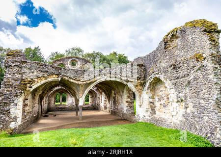 Ruins of Waverley Abbey, a medieval 12th century Cistercian abbey near Farnham, Surrey, England Stock Photo