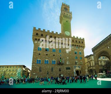 Palazzo Vecchio and Piazza della Signoria.Florence, Tuscany region, Italy Stock Photo
