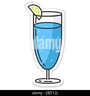 Sticker glass of blue lagoon isolated vector Stock Vector