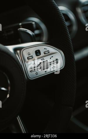 A vertical shot of details inside a luxurious Mercedes-Benz S63 car Stock Photo