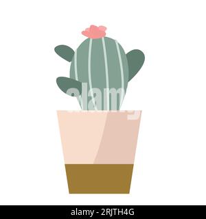 blossom cactus in ceramic flower pot vector Stock Vector