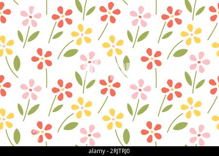 spring seamless pattern with colorful flowers - vector illustration Stock Vector