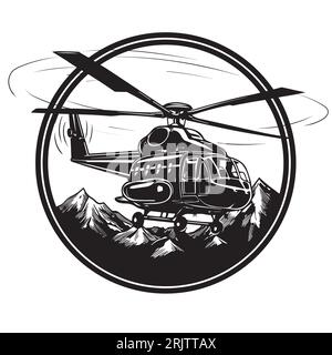 Helicopter over the mountains. Stock Vector