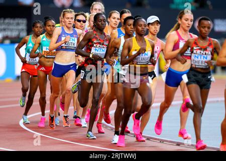 Great Britain's Megan Keith (third left) in action in heat one of the Women's 5000 metres on day five of the World Athletics Championships at the National Athletics Centre, Budapest, Hungary. Picture date: Wednesday August 23, 2023. Stock Photo