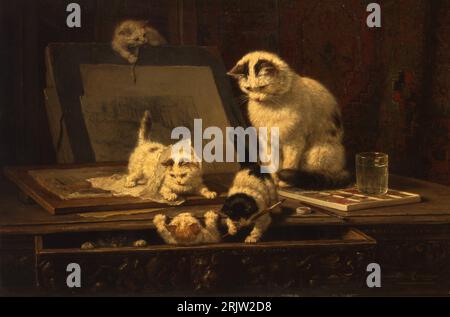 The Draughtsmen by Henriëtte Ronner-Knip Stock Photo