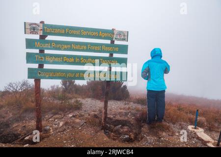 Mt Rungwe Sign post at the summit of Mount Rungwe in Tanzania Stock Photo - Alamy