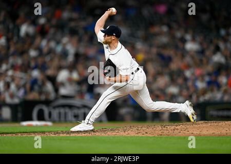 Los Angeles, United States. 18th Sep, 2023. Detroit Tigers relief pitcher Will  Vest (19) throws in the eighth inning against the Los Angeles Dodgers  during a baseball game, Monday, Sept. 18, 2023