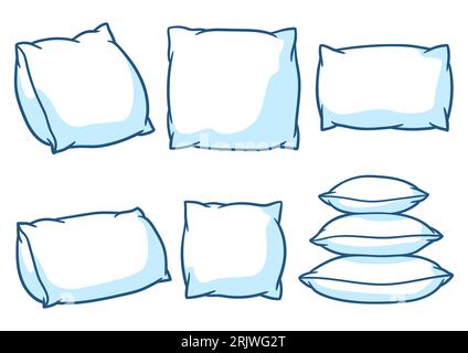 Set of pillows. Accessories for sleeping and bedding. Stock Vector