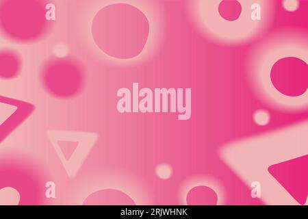 Hot pink y2k aura aesthetic background. Abstract Stock vector illustration with circles and triangles. Stock Vector