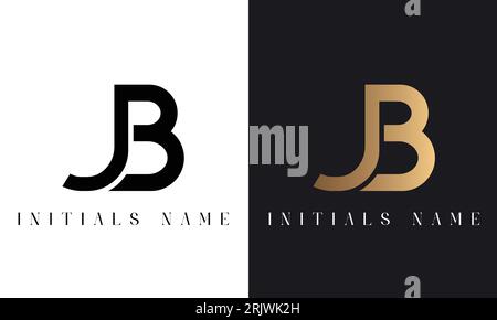 Luxury JB or BJ Initial Monogram Text Letter Logo Design Stock Vector