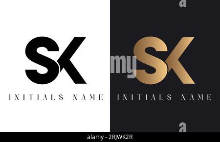 Sk initial handwriting logo design Royalty Free Vector Image