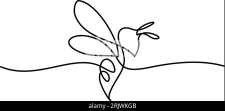 Bee for company logo. Continuous One single line drawing Stock Vector