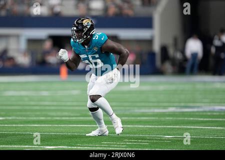 Jacksonville Jaguars linebacker Yasir Abdullah (56) looks to the sideline  during a NFL football game at EverBank Stadium, Saturday, August 26, 2023  in Jacksonville, Fla. (AP Photo/Alex Menendez Stock Photo - Alamy