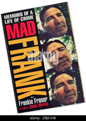 Frankie Fraser - Memoirs of A Life of Crime - Mad Frank - used book cover. As told to James Morton. Studio set up. Stock Photo