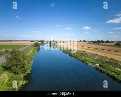 The river Welland running through Lincolnshire between Market Deeping and Crowland Stock Photo