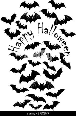 flying bats silhouettes. flock of bats on white Stock Vector Image ...