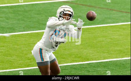 Miami Dolphins tight end Elijah Higgins (84) runs drills during a team  scrimmage at Hard Rock Stadium, Saturday, Aug. 5, 2023, in Miami Gardens,  Fla. (AP Photo/Lynne Sladky Stock Photo - Alamy