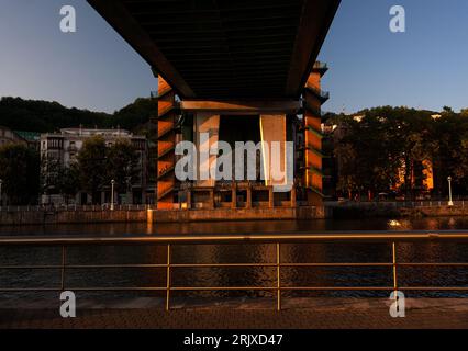 The La Salve bridge structure from below in Bilbao city Stock Photo