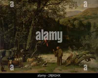 Saint Francis of Assisi Preaching to the Animals 1666 by Johannes Siberechts Stock Photo