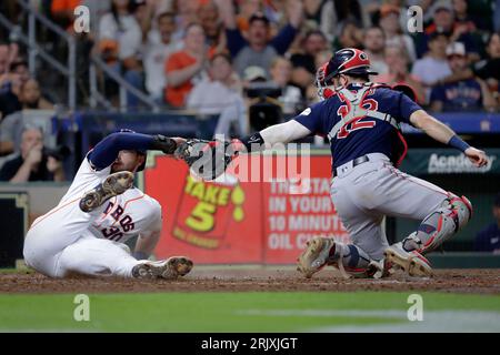 Houston Astros' Kyle Tucker is safe at second on a fielding error by  Atlanta Braves second baseman Ozzie Albies during the sixth inning in Game  2 of baseball's World Series between the