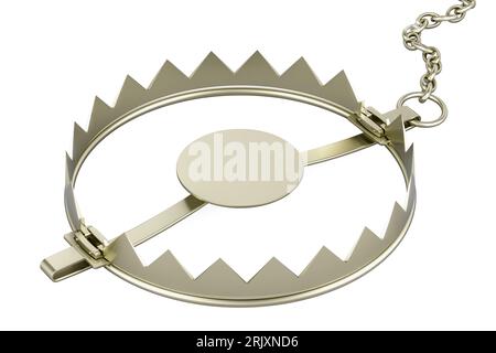 empty bear trap, 3D rendering isolated on white background Stock Photo ...