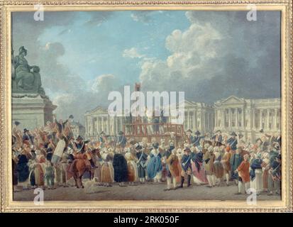 Une exécution capitale, place de la Révolution circa 1793 by Pierre-Antoine Demachy Stock Photo