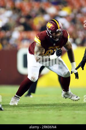 Washington Commanders offensive tackle Aaron Monteiro (67) blocks during an  NFL preseason football game against the Cincinnati Bengals, Saturday,  August 26, 2023 in Landover. (AP Photo/Daniel Kucin Jr Stock Photo - Alamy