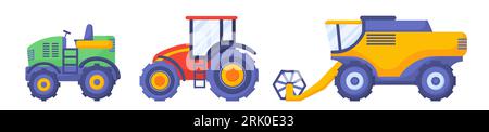 Set of agriculture machines vector concept Stock Vector