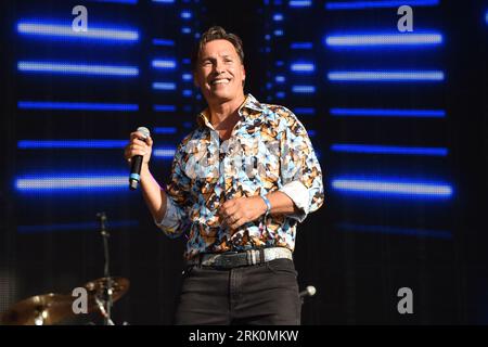 Henley On Thames, UK. 20th Aug, 2023. Nathan Moore of Brother Beyond performs on stage during the Rewind Festival South 2023, at Temple Island Meadows. (Photo by James Warren/SOPA Images/Sipa USA) Credit: Sipa USA/Alamy Live News Stock Photo