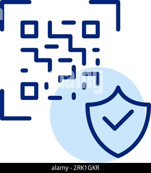 Qr-code with security symbol. Shield and checkmark. Secure protected payment service. Pixel perfect icon Stock Vector