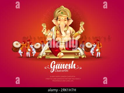 Lord Ganpati on Ganesh Chaturthi background. abstract vector illustration design Stock Vector