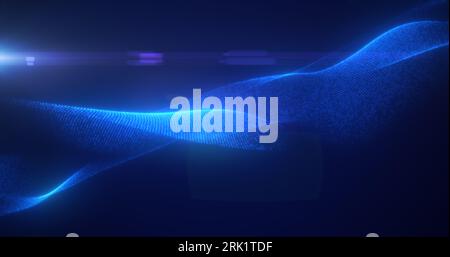 Blue glowing magic waves from energy particles abstract background ...