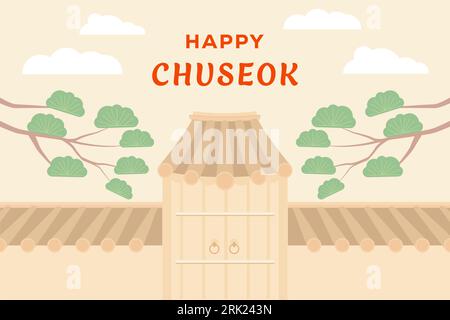 vector flat design happy chuseok illustration concept Stock Vector