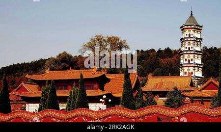 Bildnummer: 53154941  Datum: 05.12.2008  Copyright: imago/Xinhua  Photo taken on Dec. 5, 2008 shows the newly renovated Qianfo (meaning thousand Buddhas) Pagoda in the Xilin Temple on Mount Lushan, a renowned tourist attraction in Jiujiang City, east China s Jiangxi Province. Reisen kbdig tausendste Buddhas) Pagode in der Xilin Tempel auf Mount Lushan,  quer    Bildnummer 53154941 Date 05 12 2008 Copyright Imago XINHUA Photo Taken ON DEC 5 2008 Shows The newly renovated Qianfo Meaning Thousand Buddha Pagoda in The Xilin Temple ON Mount Lushan a renowned Tourist Attraction in Jiujiang City East Stock Photo